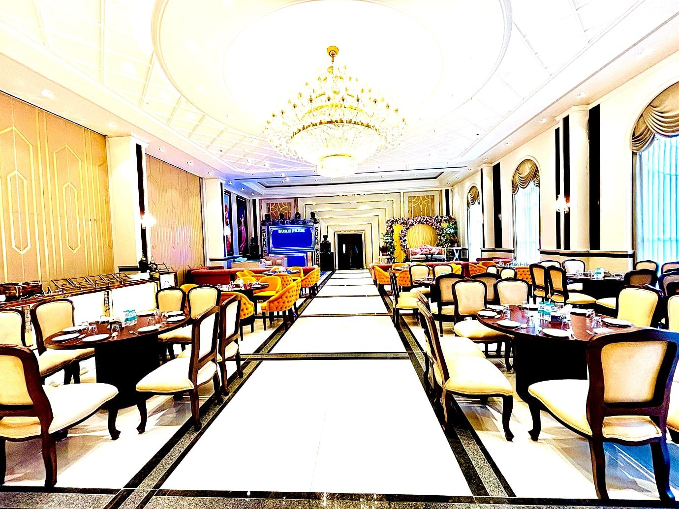 Elegant restaurant table set for fine dining